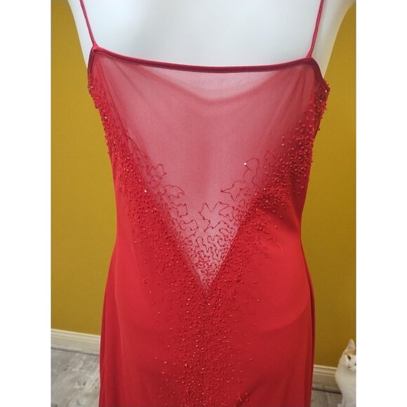 VTG Y2K Dave & Johnny By Laura Ryner Strappy Red Fit & Flare Long Dress Size 9 - Picture 3 of 6